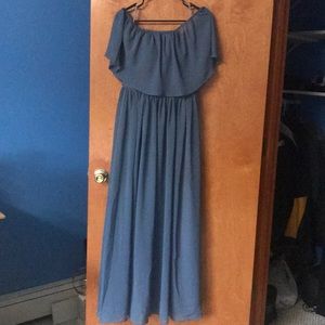 Stormy Blue Chiffon Bridesmaid Dress